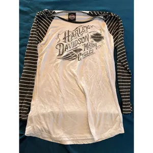 Women's Harley-Davidson Incremental Delusions Striped Shirt Top S Lawless HD FL thumbnail 2