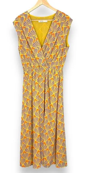 BerrIn Dress Midi Blouson Surplice‎ V-Neck NO BELT Sleeveless Size 40 Floral thumbnail 1