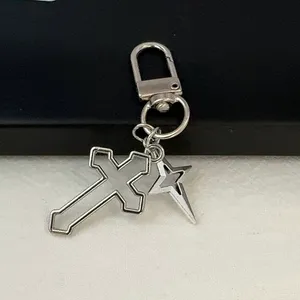 Cross Star Keychain Charm for Men Women Car Keychain Key Ring Bag Charm Silver thumbnail 6