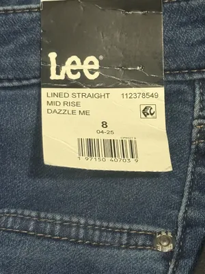 LEE Women's Fleece Lined Jeans Mid-Rise Straight Fit Size 8 Dazzle Me- NWT thumbnail 6