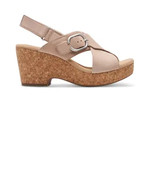 Clarks Giselle Dove Wedge Sandals Slingback Straps sand Nubuck Womens size 9 thumbnail 2