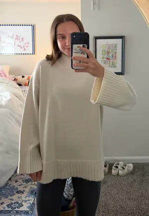 Cream Mockneck Sweater Tan thumbnail 1