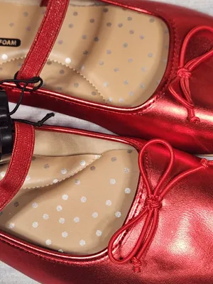 Wonder Nation women Metallic Red Mary Jane Ballet Flats Shoes Memory Foan Size 6 thumbnail 6