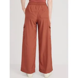 Old Navy Rust Orange StretchTech Quick Dry Wide Leg Cargo Pants Small thumbnail 2