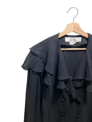 Lillie Rubin Vintage Silk Blouse Black Size M Romantic Dark Coquette Whimsigoth thumbnail 7