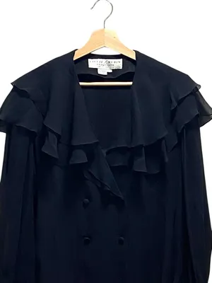 Lillie Rubin Vintage Silk Blouse Black Size M Romantic Dark Coquette Whimsigoth thumbnail 4