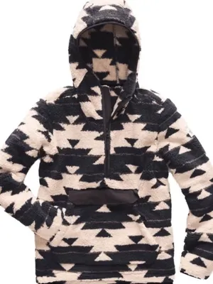 The North Face Black Cream Aztec Campshire Sher Pullover Hoodie Sweatshirt thumbnail 2
