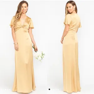 Show Me Your Mumu Rome Twist Gown True Gold Luxe Satin Maxi‎ Dress NWT Size XS thumbnail 2