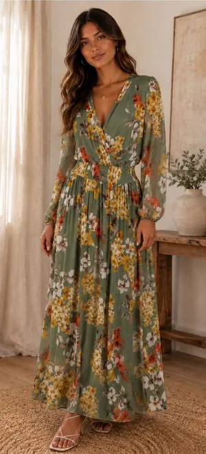 Kate & Lily Floral Sage Green Maxi Dress Size 14W thumbnail 1