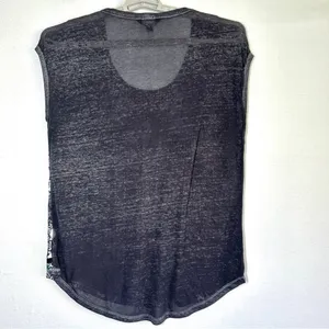 Rock & Republic Lightweight Skull Print Top M Burnout Purple Black Sheer Flowy thumbnail 5