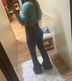 Navy And White Striped Pants With Band thumbnail 3