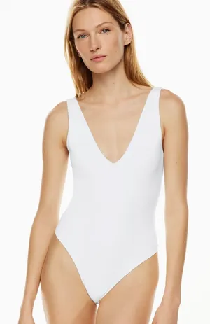 Aritzia Babaton Contour V-Neck Bodysuit White Size XS thumbnail 1