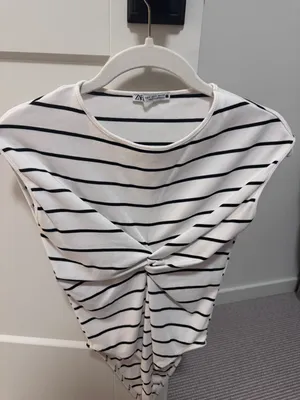 ZARA Black And White Striped Bodysuit thumbnail 2