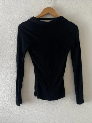 Michelle Mason black long sleeve cowl back top thumbnail 2