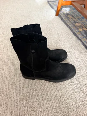 Ugg Josefene black oiled suede flat ankle combat Moto boots 8 thumbnail 15