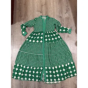 SAHRAAFRA 36 Green Polka Dot Maxi Dress Luxury thumbnail 2