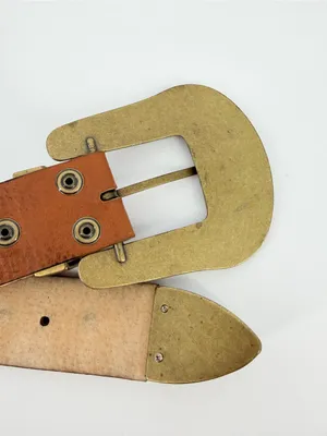 VTG Y2K Studded Western Women Belt XL Amber Accents Bronze 100% Italian Leather thumbnail 10