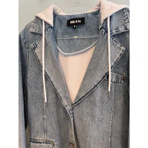 SER.O.YA Lawrence Denim Blazer Hoodie Jacket Size S thumbnail 3