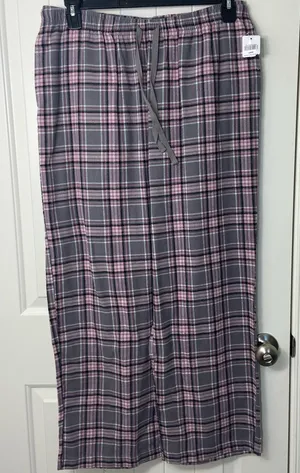 NEW Natural Reflections women’s gray pink elastic drawstring‎ pajama pants large thumbnail 1
