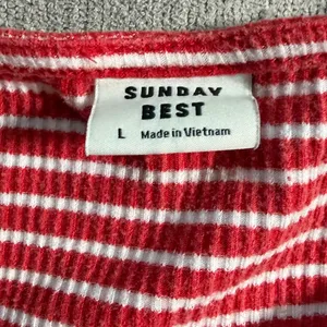 Sunday Best Aritzia Red White Striped Ribbed Crop Tank Top‎ Women Large thumbnail 4