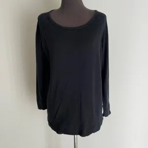 James Perse Cotton Relaxed Clean Raglan Sleeve Supima Pullover Sweatshirt Black‎ thumbnail 5
