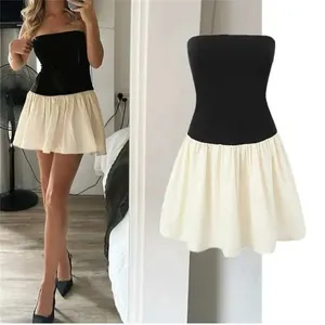 Commence Strapless Two Tone Mini A-Line Dress XS‎ Beige Black Babydoll Romantic thumbnail 2