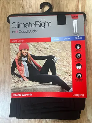 NWT ClimateRight by Cuddl Duds Black Thermal Base Layer Leggings Small thumbnail 1