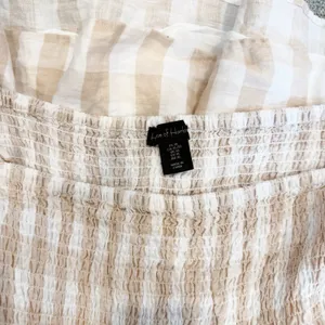 House Of Harlow Linen Gingham Smocked Milkmaid Dress XL Cottagecore Boho Prairie thumbnail 4