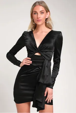 Lulus Black Long Sleeve Mini Dress thumbnail 1