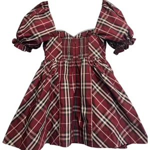 Anthropologie Maeve Tartan Plaid Puff Sleeve Basque Drop Waist Mini Dress Small‎ thumbnail 6