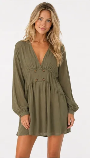 ASOS Sage Green Mini Dress Boho Quiet Luxury Parisian Scandi Old Money 8 Classic thumbnail 1