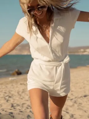 Dandy Del Mar white terry romper size Medium no belt thumbnail 1