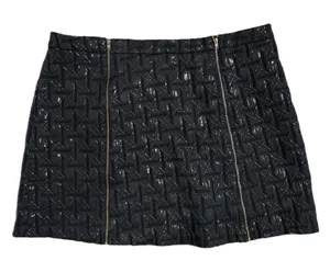 Xhilaration Black Double Brass Zip Front Cotton Metallic Blend Mini Skirt thumbnail 1