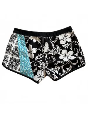Y2K Roxy Surfer Board Swim Mini Shorts Surf Trunks Black Vintage Junior's 30" thumbnail 2