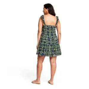 Agua Bendita Large Floral Dainty Garden Fairy Flutter Sleeve Mini Dress Boho thumbnail 2