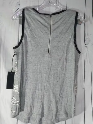 Revolve Line & Dot Silver Boho Glam Sequin Festival Glitzy Tank Top - Gray NWT thumbnail 6