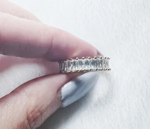 FULL cubic zirconia CZ stone rings eternity band open size ring thumbnail 2
