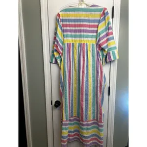 Styled by Saybury Women’s Rainbow Stripe Maxi Dress Pockets Boho Size XL Vintage thumbnail 3
