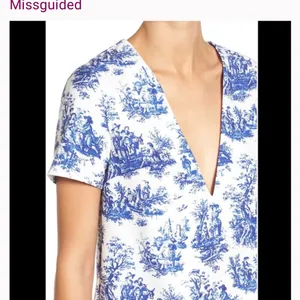 New Missguided White Dress with Blue Toile Print | Size Medium thumbnail 12