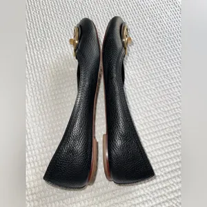 Tory Burch Black Flats with Gold Emblem thumbnail 5