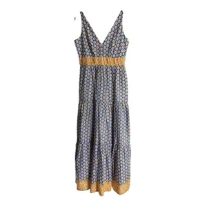 J.Crew Point Sur Royal Block Print Tiered Maxi Dress size 6 thumbnail 4