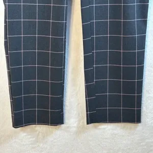 LOFT‎ Petite Marisa Pants Charcoal Grey Pink Plaid Straight Leg Casual Size 2P thumbnail 4