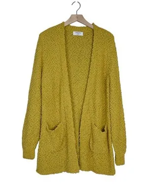 Zenana Womens M Mustard Yellow Longline Open Cardigan thumbnail 1
