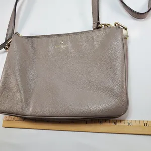 Kate Spade New York Leila Womens Leather‎ Triple Gusset Crossbody Bag Taupe Nude thumbnail 10
