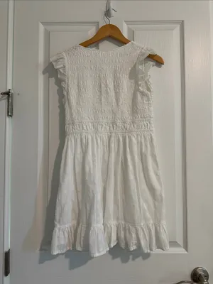 Anthropologie White Eyelet Ruffled Button-Front Dress thumbnail 2