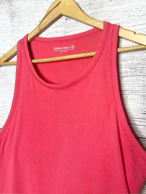Outdoor Voices Coral Pink Ribbed Athletic Tank Top with Built In Bra Size XXL thumbnail 4