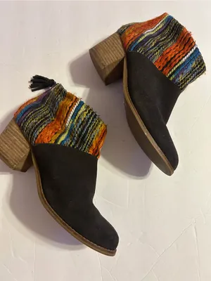 Toms Multicolor Knit Ankle Boots with Black Toe thumbnail 2