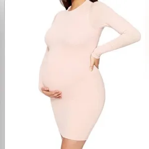 Baby Mama X Naked Wardrobe NWT Maternity Peach Pink Bodycon Soft‎ Dress thumbnail 2