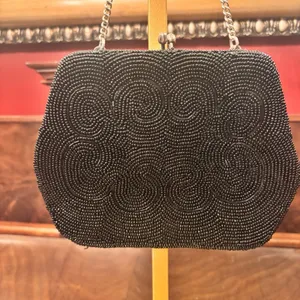 Vintage Josef Beaded Evening Bag Black Japan Clutch Purse Kiss Lock Chain‎ Strap thumbnail 3