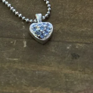 Silver tone pave heart pendant necklace thumbnail 3